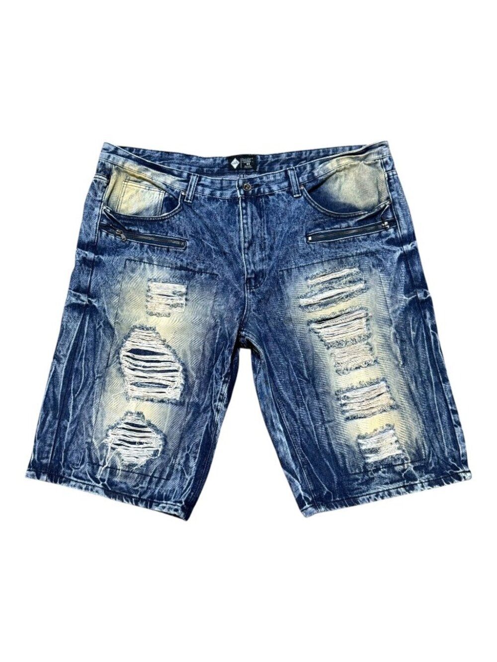 Road Narrows Mens Distressed Denim Shorts With Faded Ripped Details Size 44 Rip